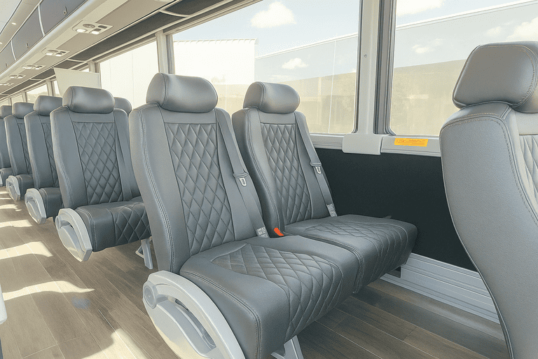 interior of Moreno Valley Shuttle Bus Rentals charter bus